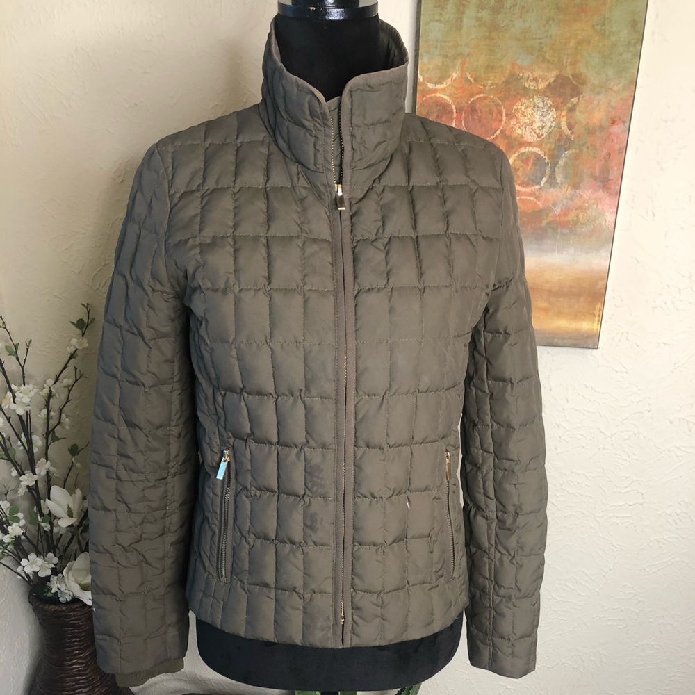 J. Crew Olive Green High-collar Puffer Coat XSmall